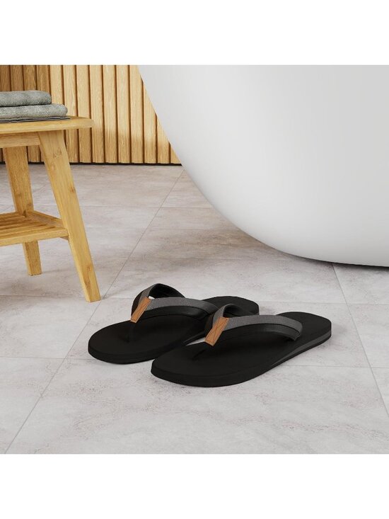 Men\'s Black And Grey Yoga Mat Flip Flops Slip On Indoor Outdoor Sandal Slipper main image 4